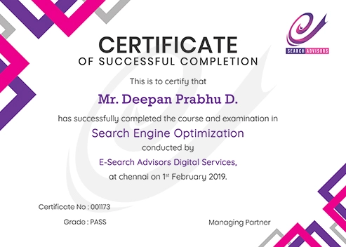 SEO Training Certificate